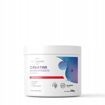Kreatyna Monohydrat 250g Poziomkowa Siła Mięśnie Moc Nutrispace Stardust